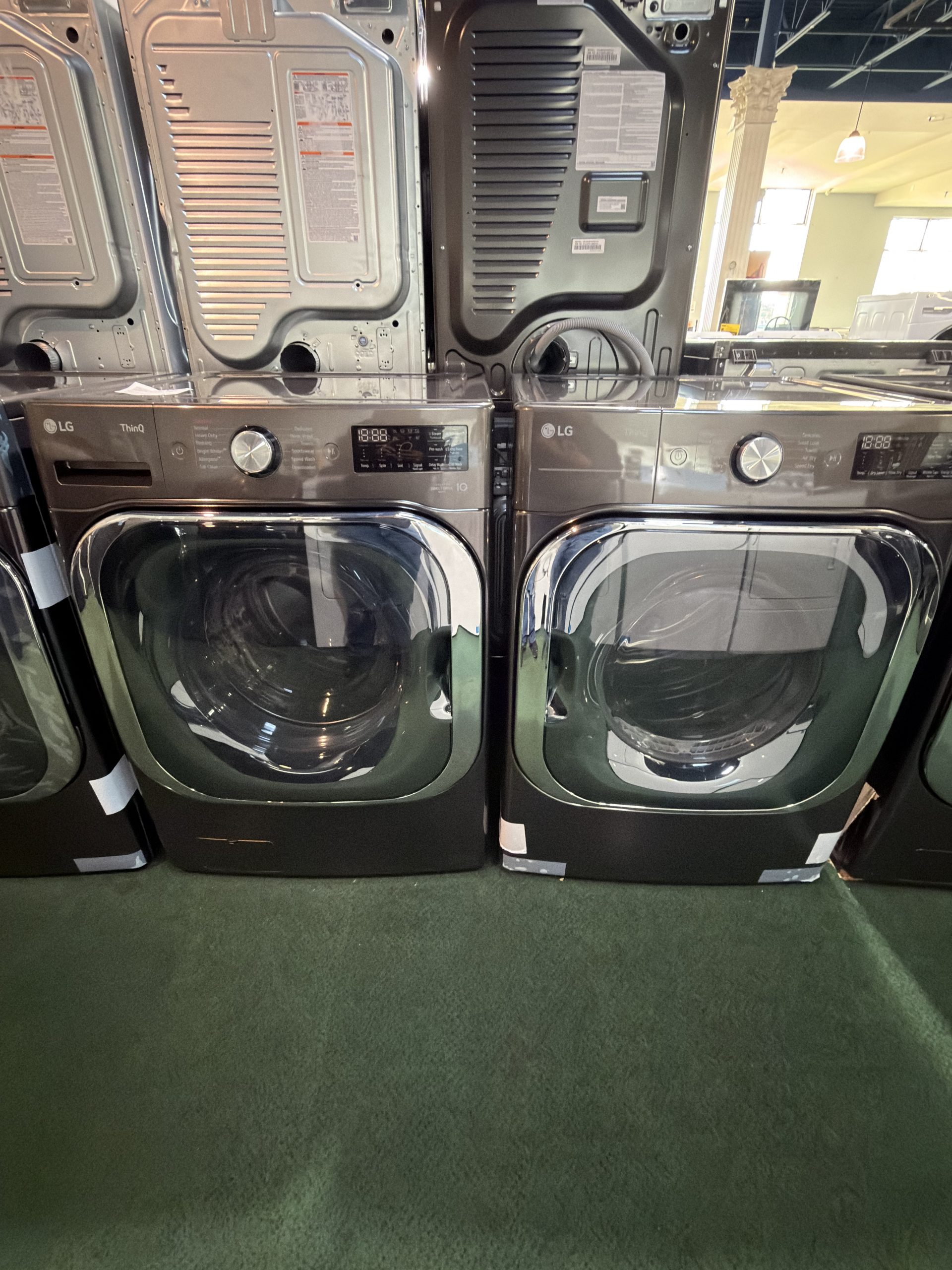 Package - LG - 5.2 Cu. Ft. High-Efficiency Stackable Smart Front Load Washer with Steam and TurboWash and 9.0 Cu. Ft. Stackable Smart Electric Dryer with Steam and Built-In Intelligence - Black Steel