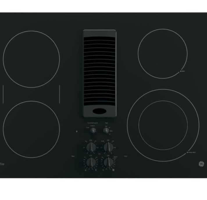 GE Profile - 30" Built-In Downdraft Electric Cooktop with 4 Burners - Black
