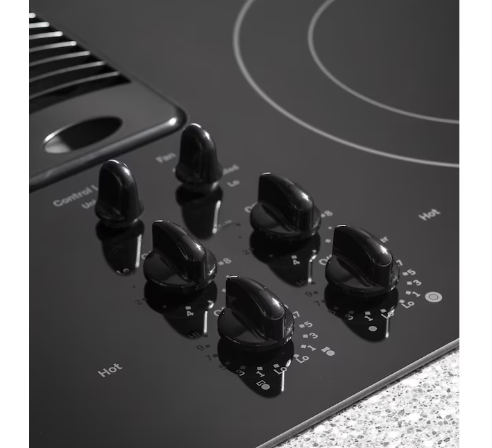 GE Profile - 30" Built-In Downdraft Electric Cooktop with 4 Burners - Black - Image 4
