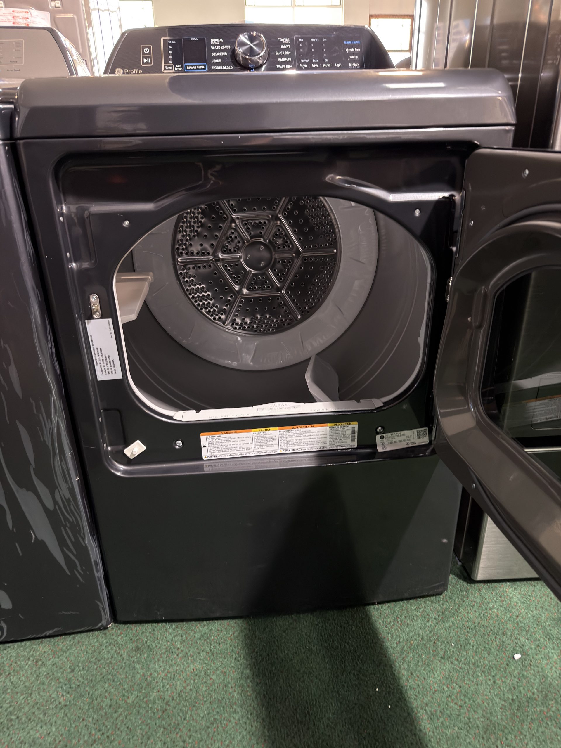 GE Profile 5 Cu. Ft. Top Load Impeller Washer and 7.4 Cu. Ft. Electric Dryer Laundry Pair in Diamond Gray - Image 3