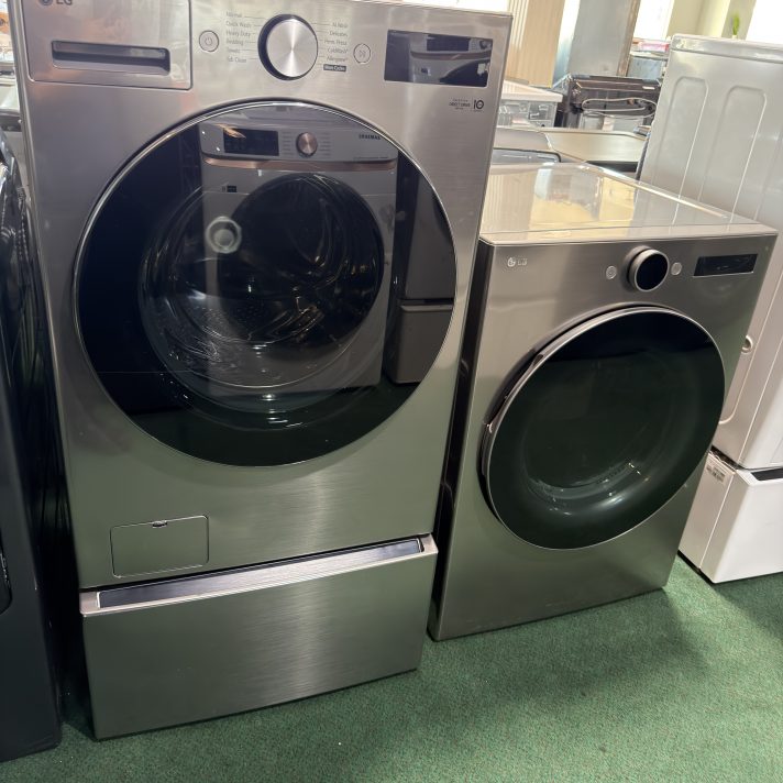 LG 5 Cu. Ft. Smart Front Load Washer and 7.4 Cu. Ft. Electric Dryer Laundry Pair in Graphite Steel (NO PESDESTAL)