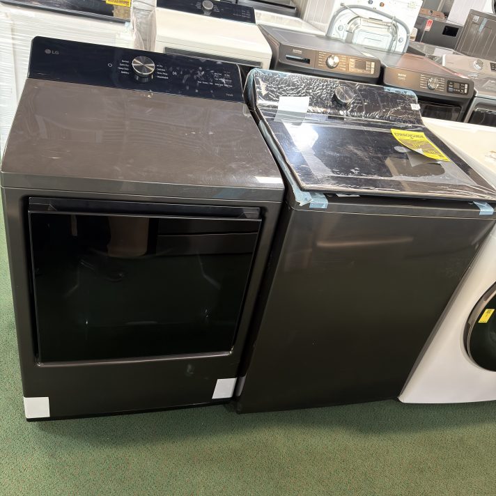 Package - LG - 5.0 Cu. Ft. High-Efficiency Smart Top Load Washer with Easy Unload and 7.3 Cu. Ft. Smart Electric Dryer with Sensor Dry - Platinum Black