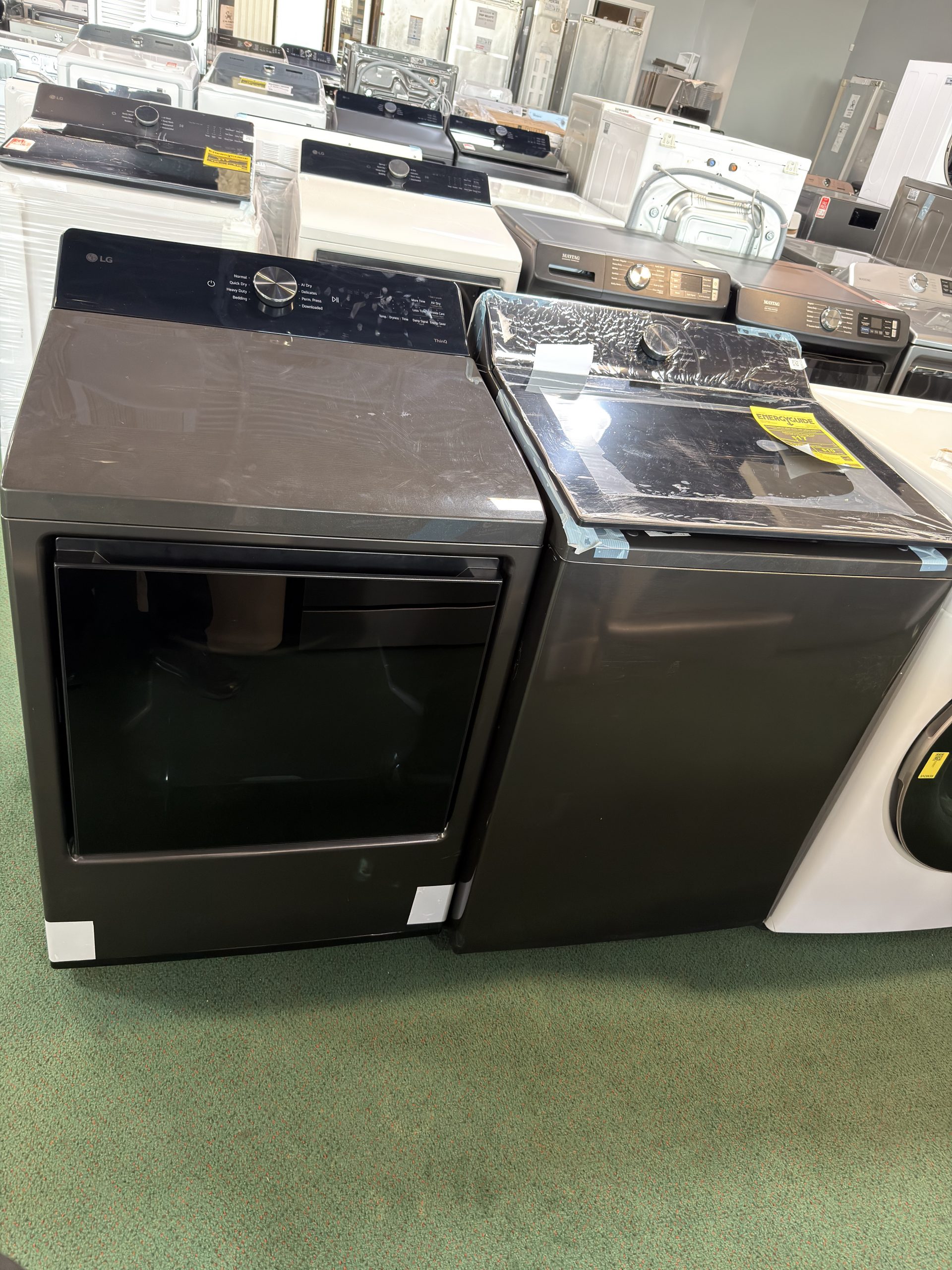 Package - LG - 5.0 Cu. Ft. High-Efficiency Smart Top Load Washer with Easy Unload and 7.3 Cu. Ft. Smart Electric Dryer with Sensor Dry - Platinum Black