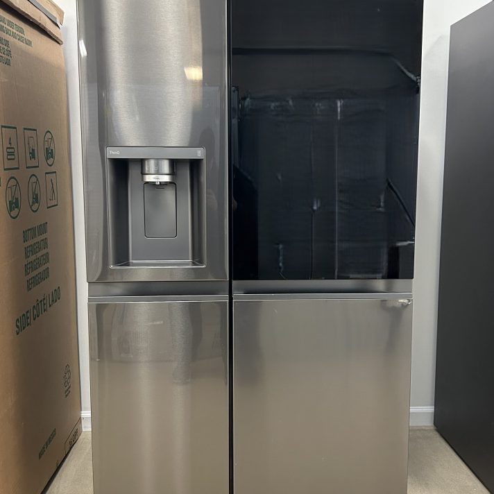 LG 36 Inch Wide 27.1 Cu. Ft. Energy Star Certified Side By Side Refrigerator with Craft Ice and InstaView Black Stainless Steel.