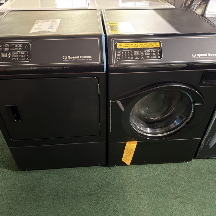 Speed Queen  Side-by-Side Front Load Washer and Electric Dryer Set in Black