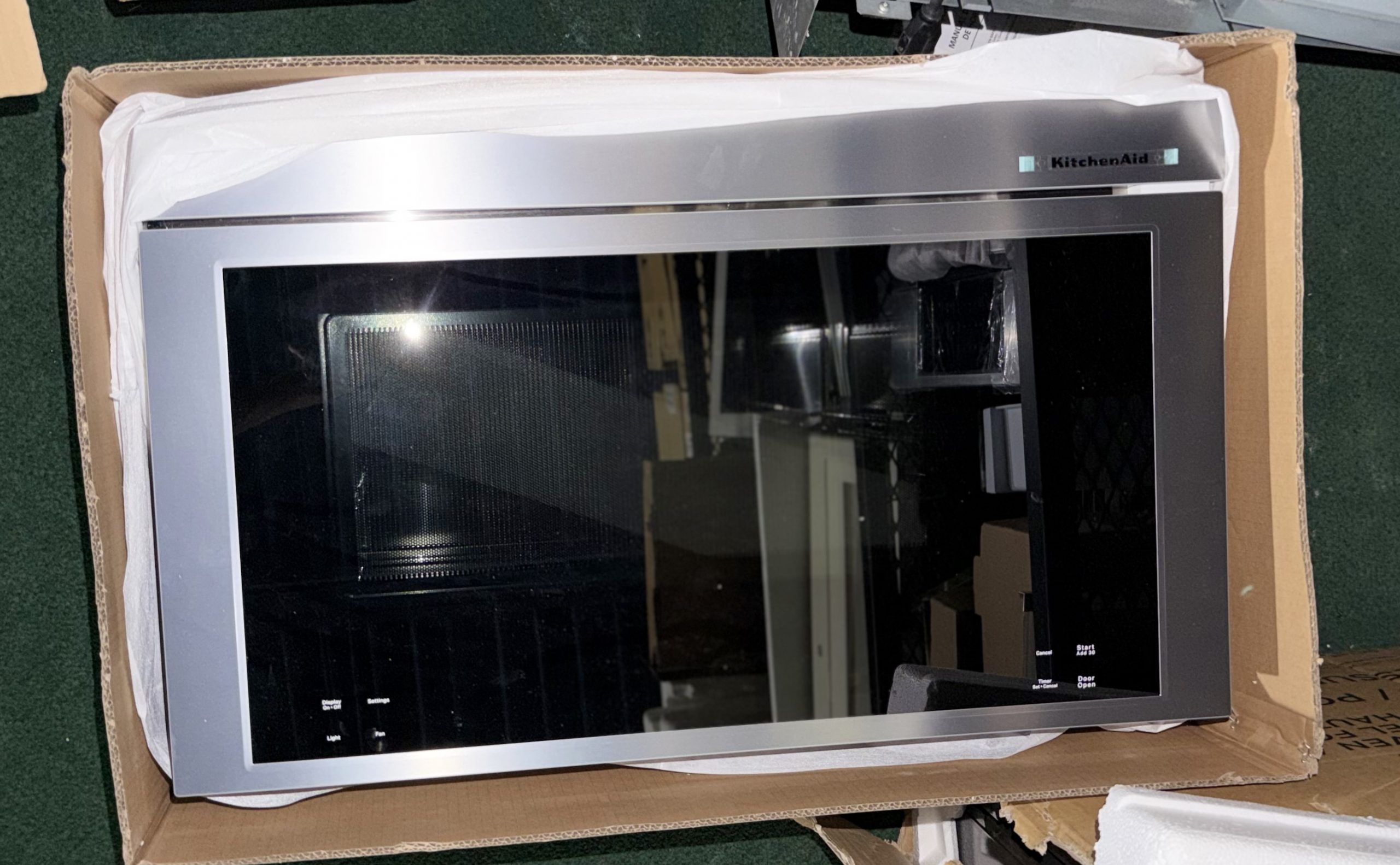 KitchenAid - 1.1 Cu. Ft. Convection Flush Built-In Over-the-Range Smart Microwave with Sensor Cooking and Air Fry Mode - Stainless Steel - Open Box