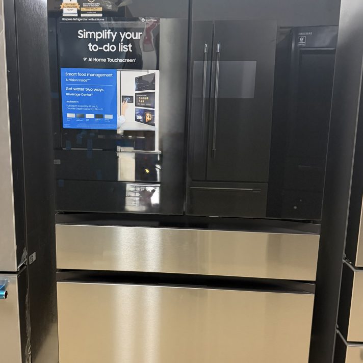 Samsung* Bespoke 23 cu. ft. Counter Depth 4-Door French Door Refrigerator with AI Home - Charcoal Glass / Stainless Steel