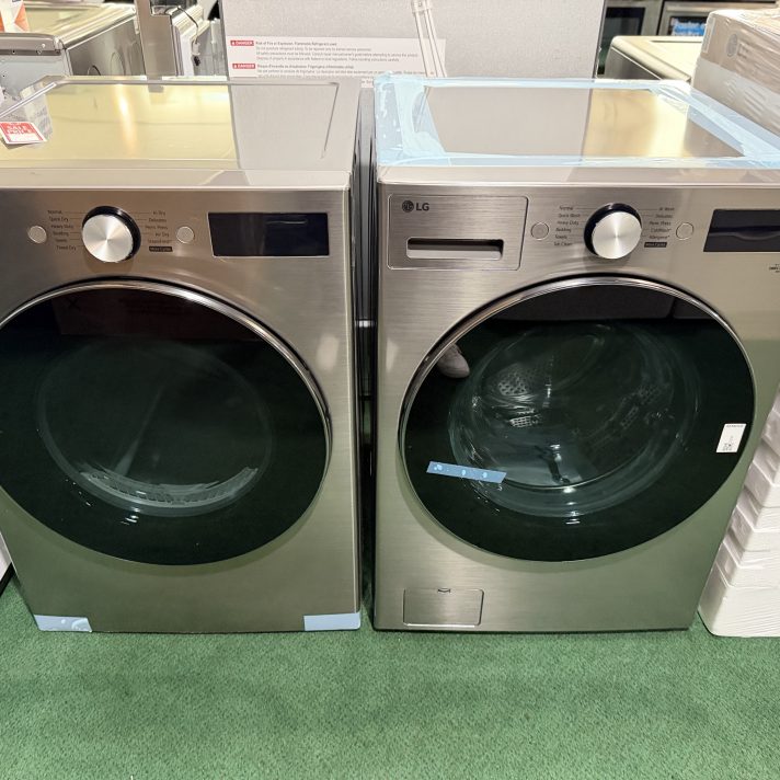 LG Side-by-Side Front Load Washer and Electric Dryer Set in Graphite Steel