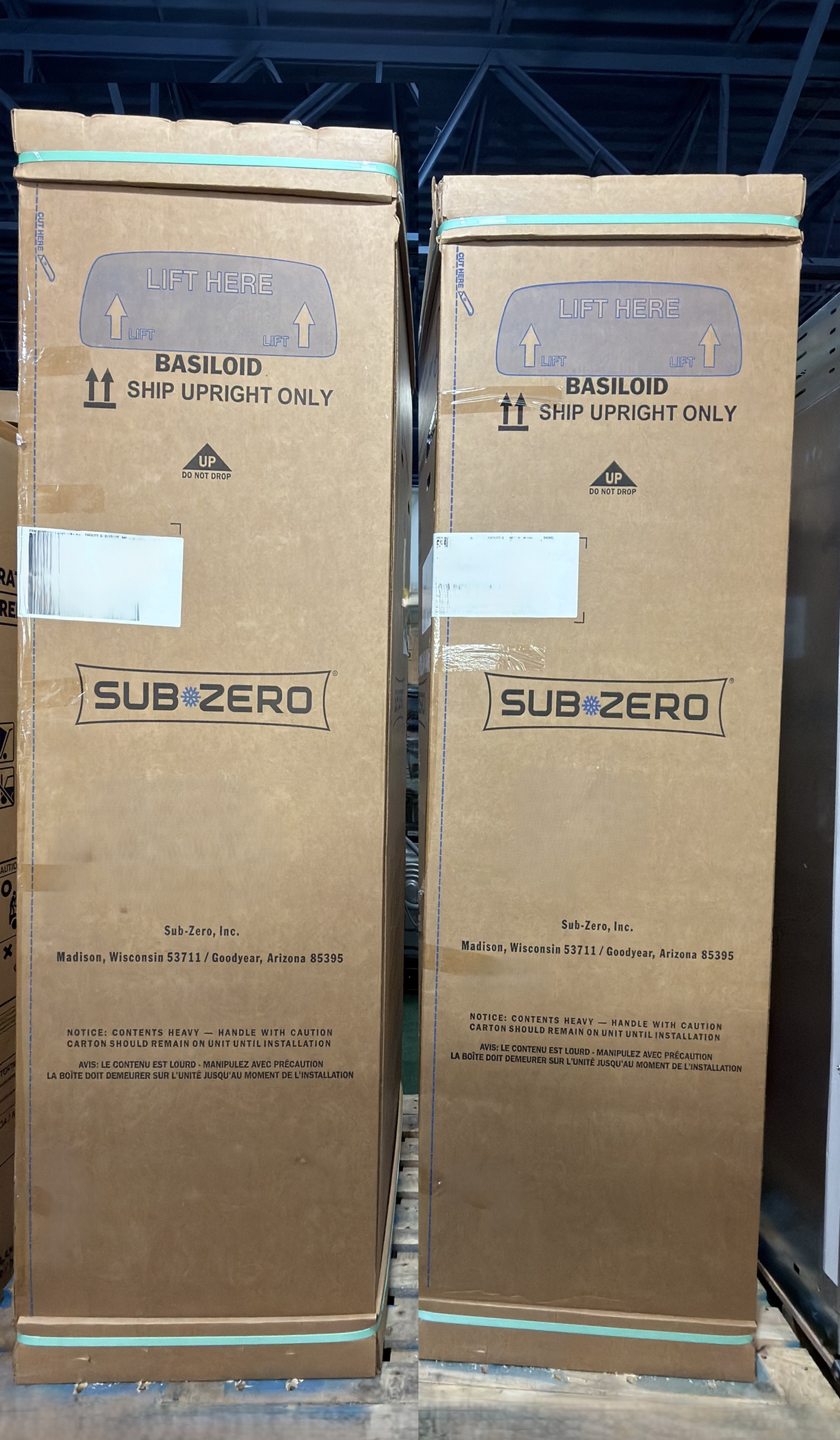 NEW IN BOX Sub-Zero Designer Series 60'' Side By Side Column Set With 30'' Refrigerator & 30'' Freezer Panel Ready.