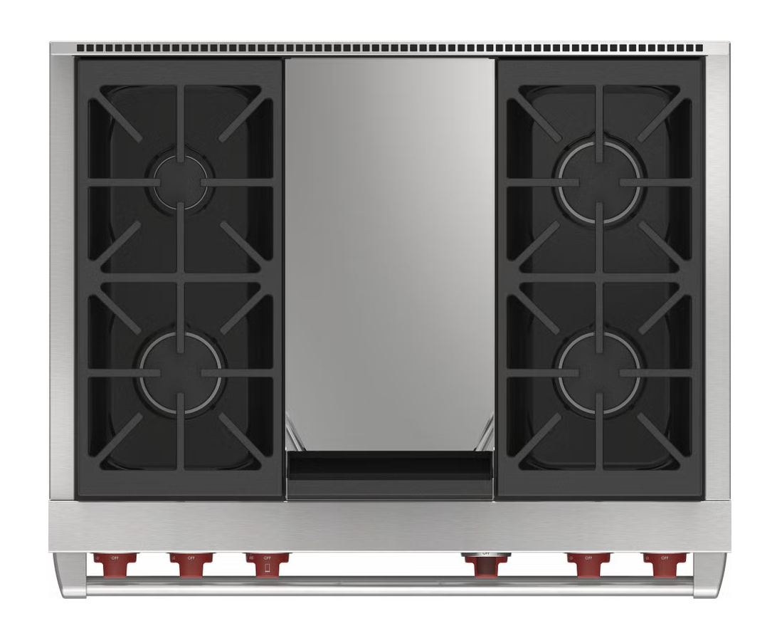 WOLF 36" Dual Fuel Range - 4 Burners and Infrared Griddle with White Door - Image 3
