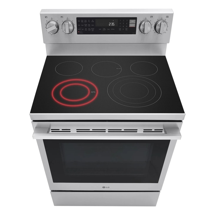 LG - 30-in Wide 6.3 Cu. Ft. Freestanding Electric True Convection Smart Range with 5 Elements, Air Fry and InstaView - Stainless Steel - Image 3