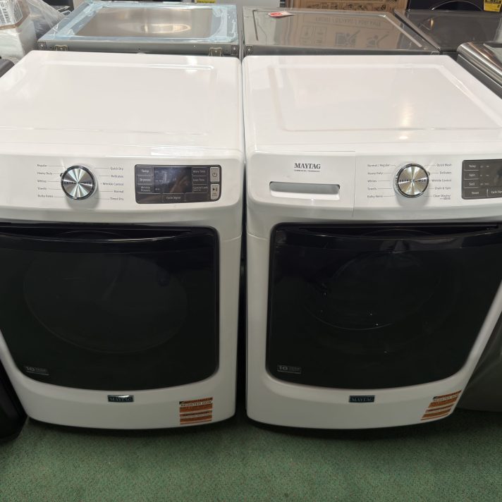 Maytag* 5 Cu. Ft. Capacity Front Load Washer and Maytag 7.3 Cu. Ft. Capacity Front Load Electric Dryer in White