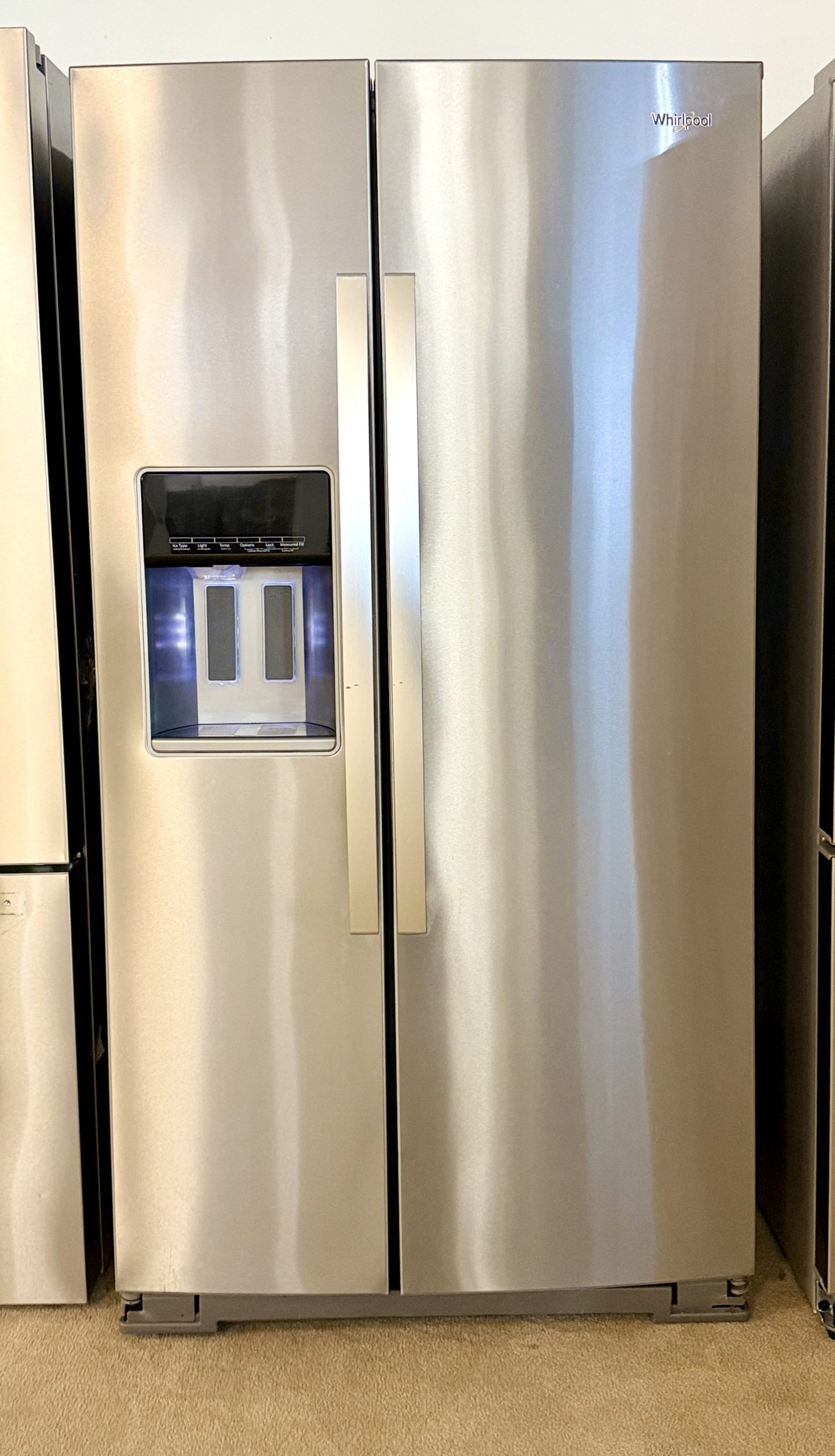 Whirlpool - 28.4 Cu. Ft. Side-by-Side Refrigerator with In-Door-Ice Storage - Stainless Steel