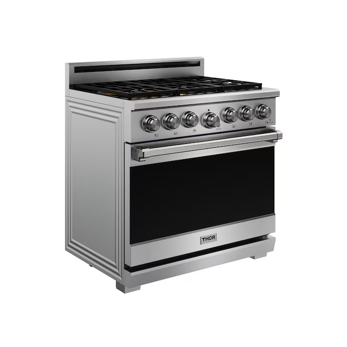 Thor Kitchen - 36 in. Wide 6 Burner 6.0 Cu Ft. Freestanding Gas Range with Infrared Broiler - Stainless Steel