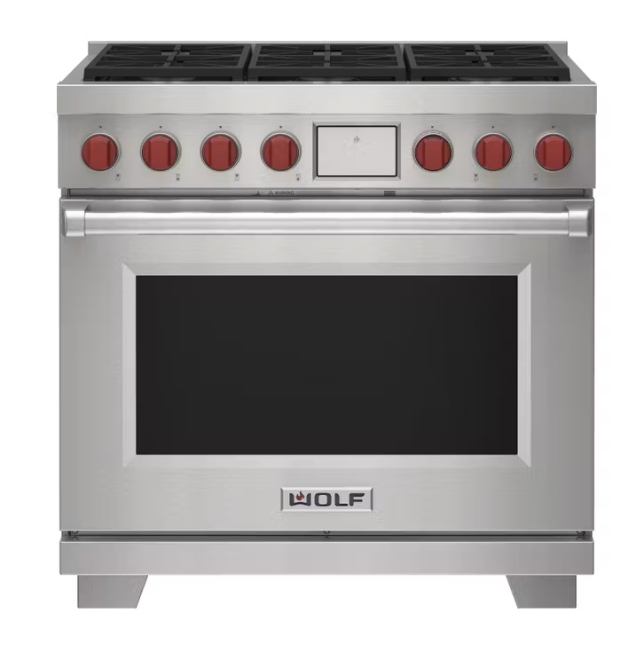 Wolf* 36" Dual Fuel Range - 6 Burners Stainless Steel - Natural Gas