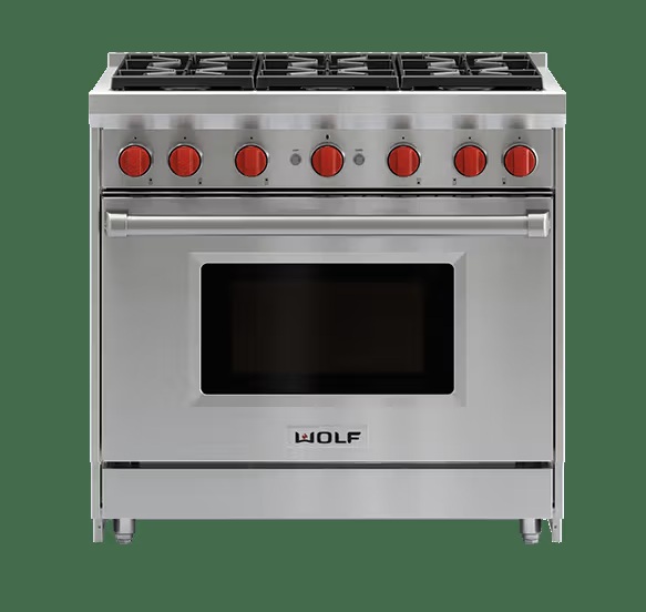 Wolf* 36" Gas Range - 6 Burners Stainless steel Natural Gas