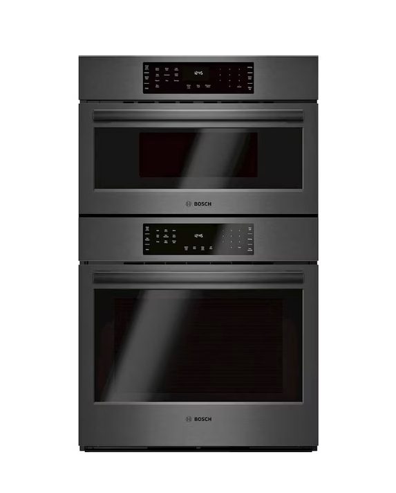Bosch* 800 Series 30 Inch Electric Double Wall Convection Oven/Microwave Combo Black Stainless Steel.