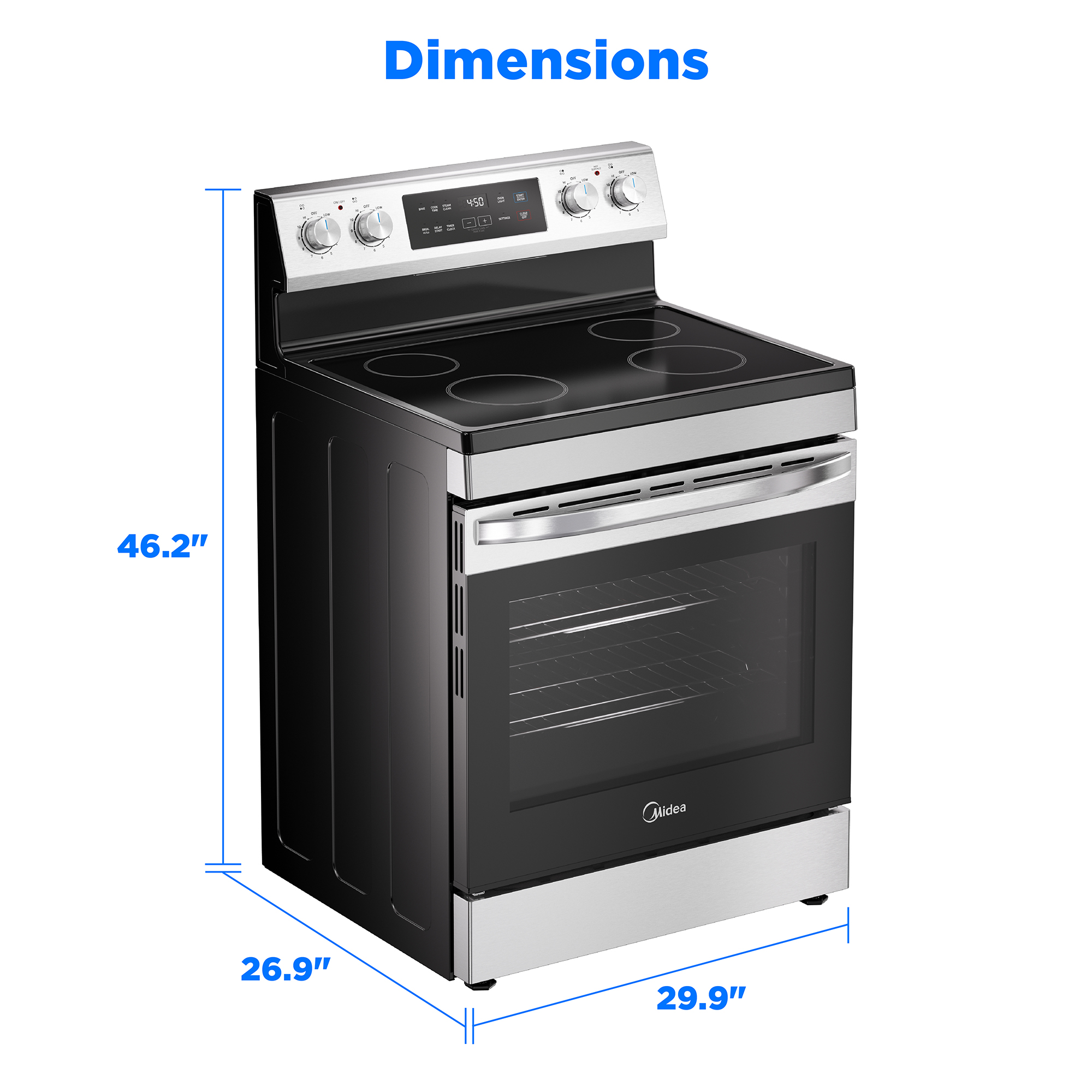 Midea* 30 inch 6.3 cu.ft. Electric Range, Stainless Steel - Image 4