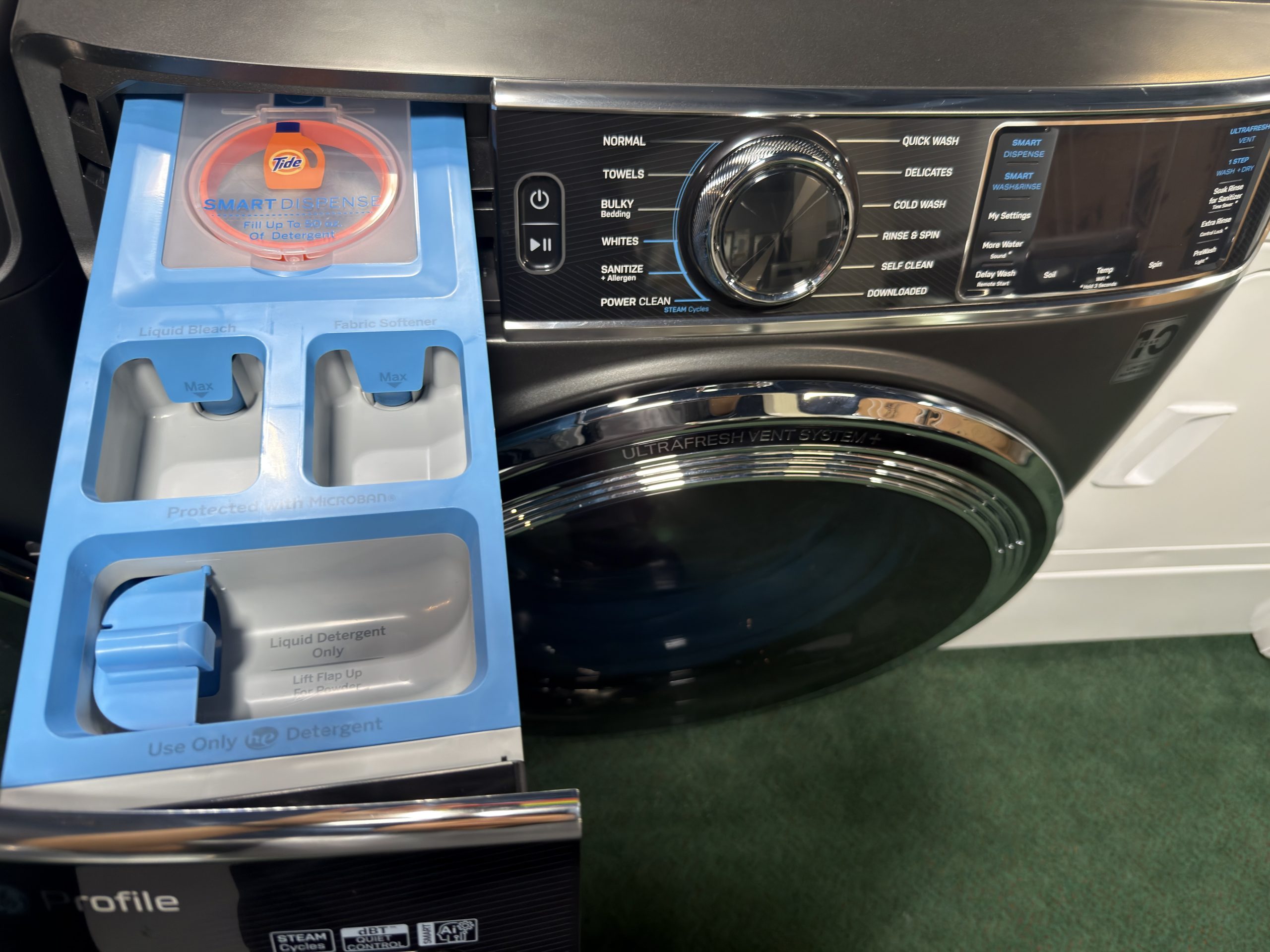 GE Profile 5.5 Cu. Ft. Smart Front Load Washer and 7.8 Cu. Ft. Electric Dryer Laundry Pair in Carbon Graphite - Image 2