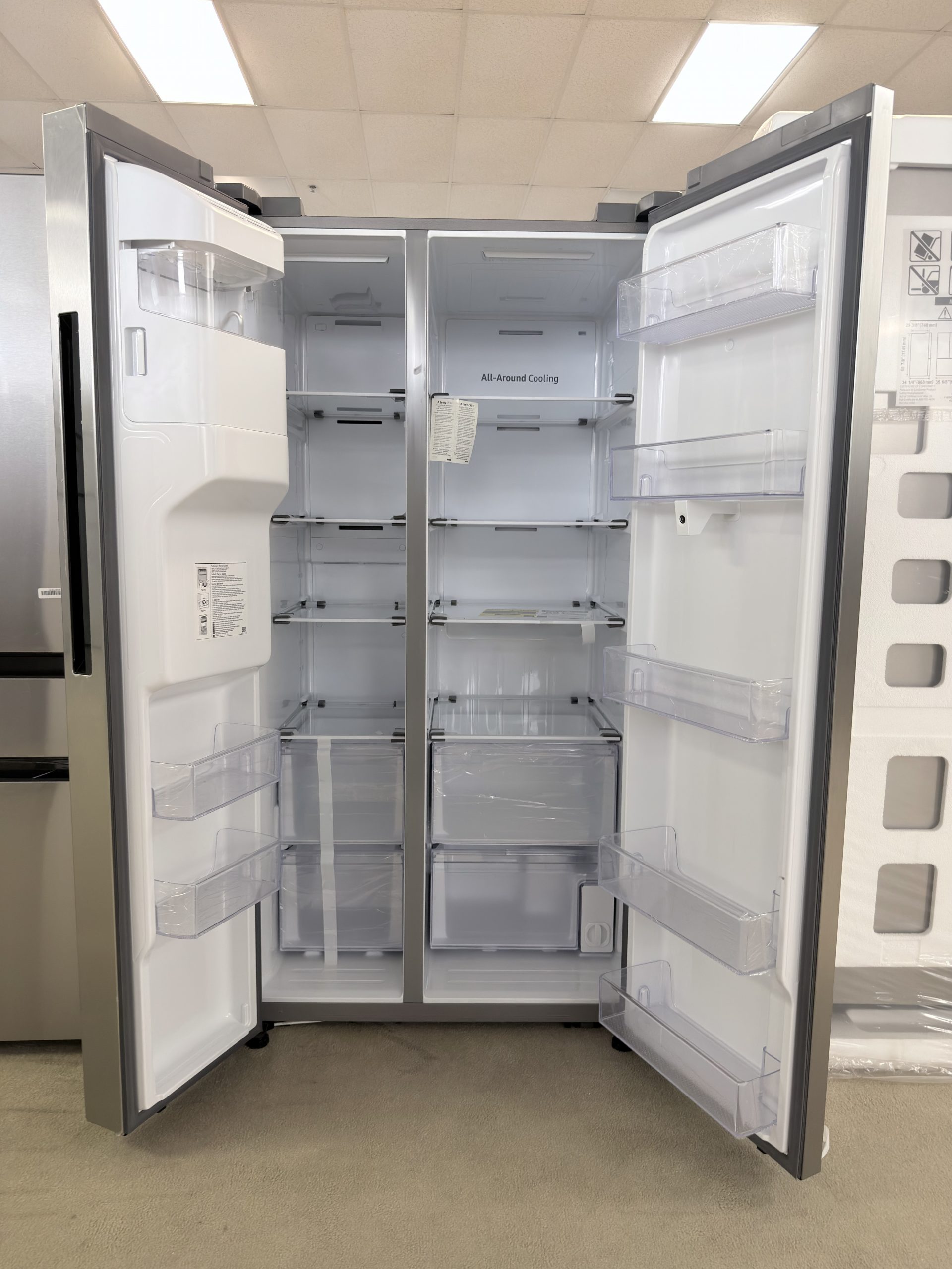 Samsung* - 36 in. Wide 26.7 cu. ft. Side-by-Side Smart Refrigerator with 21.5" Touch-Screen Family Hub - Stainless Steel - Image 2