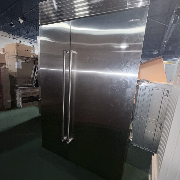 Sub-Zero* 48 Inch Counter-Depth Built-In 28.2 Cu. Ft. Side-by-Side Refrigerator Stainless Steel with Pro Handles.