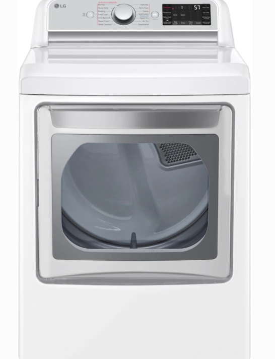 LG* 7.3 Cu. Ft. Ultra Large Rear Control Electric Dryer with Sensor Dry and LoDecibel Quiet Operation - White
