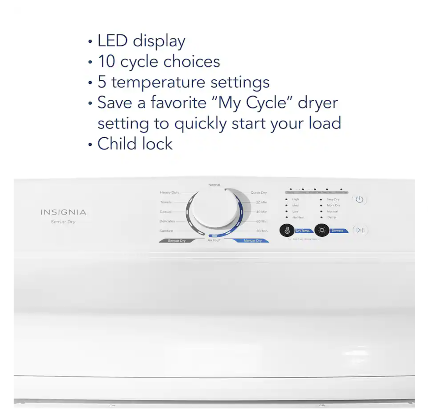 Insignia* - 6.7 Cu. Ft. Gas Dryer with Sensor Dry - White - Image 3