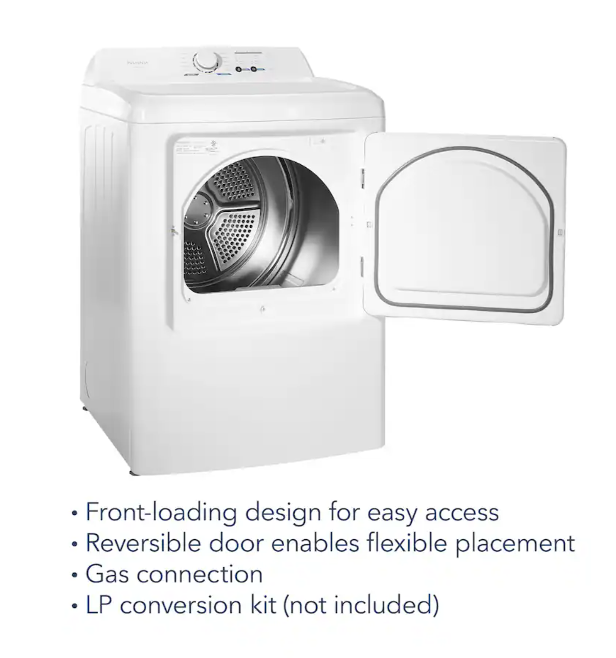 Insignia* - 6.7 Cu. Ft. Gas Dryer with Sensor Dry - White - Image 2