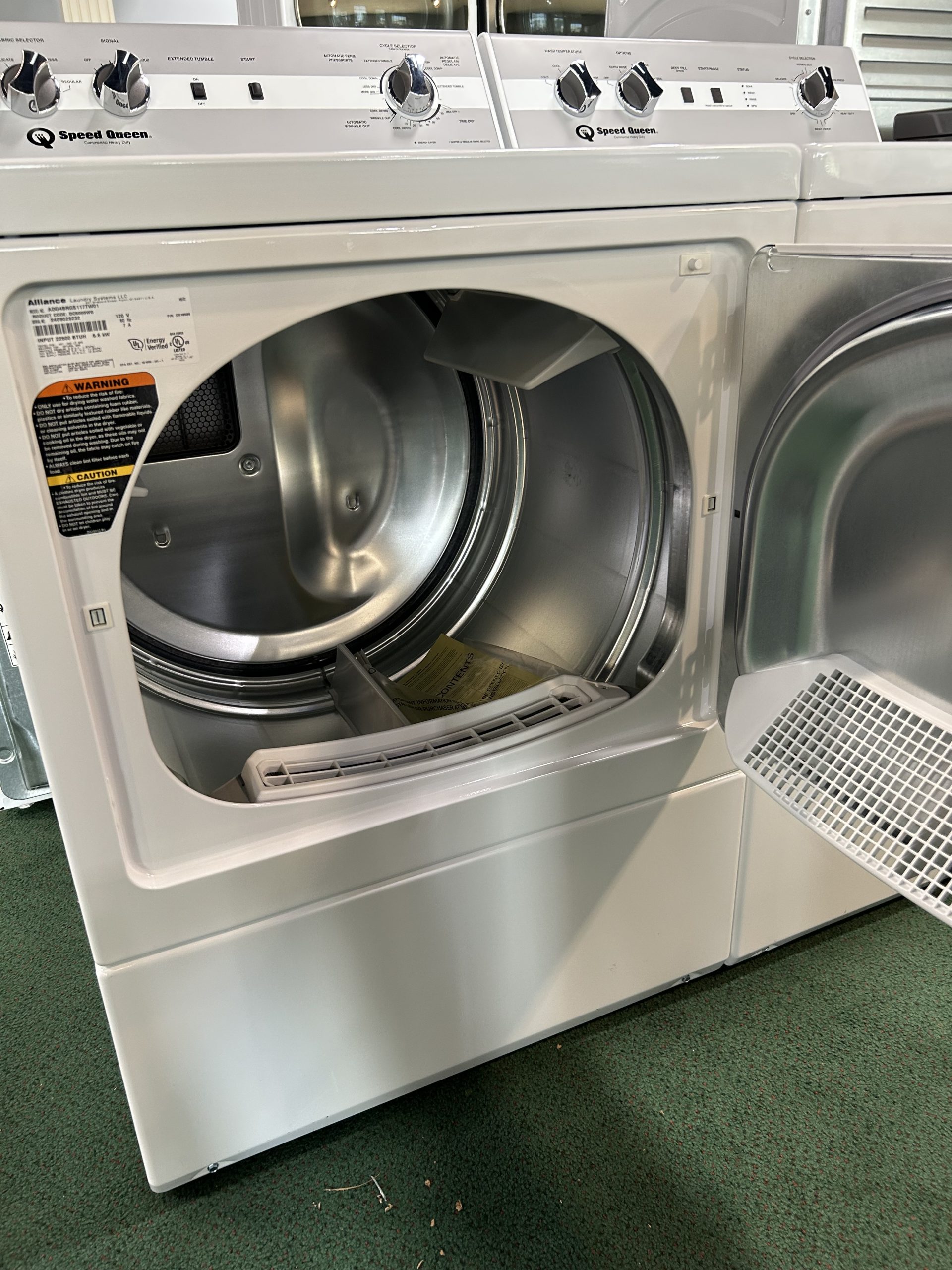 Speed Queen* Side-by-Side Top Load Washer and Electric Dryer Set in White - Image 3