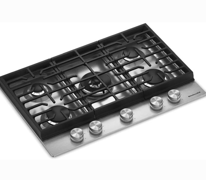 KitchenAid* 30 in. 5 Burners Gas Cooktop in Stainless Steel with Integrated Wok Grate