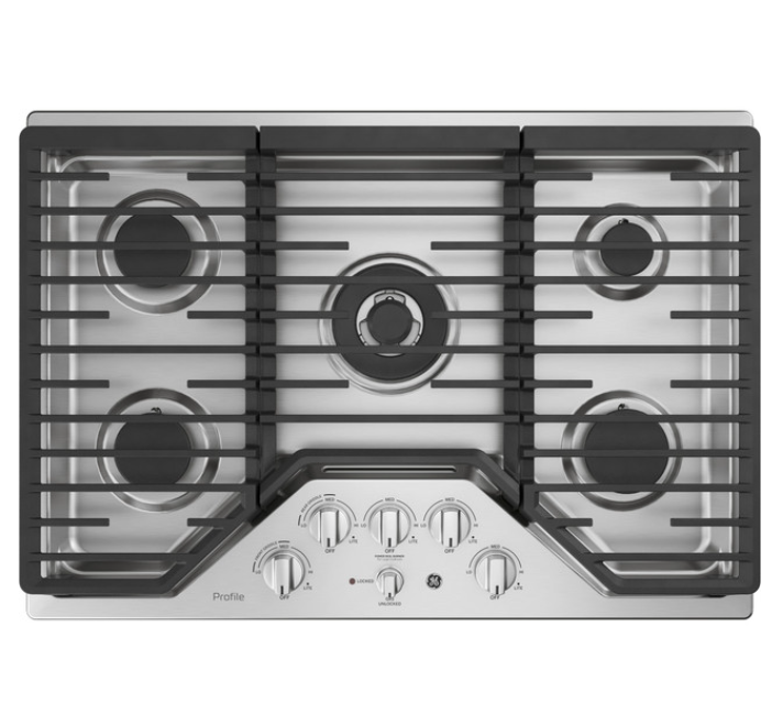 GE Profile* 30" Built-In Tri-Ring Gas Cooktop with 5 Burners and Included Extra-Large Integrated Griddle