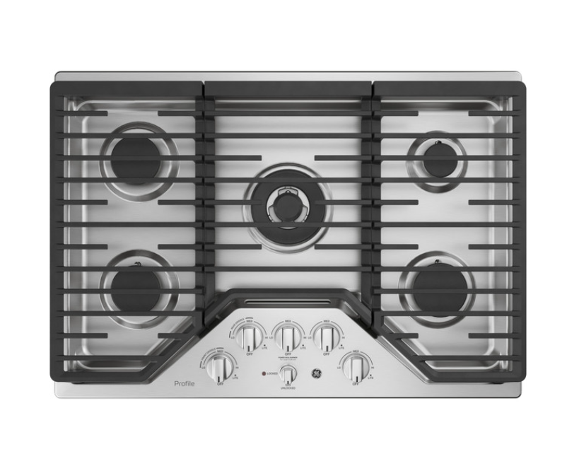 GE Profile* 30" Built-In Tri-Ring Gas Cooktop with 5 Burners and Included Extra-Large Integrated Griddle