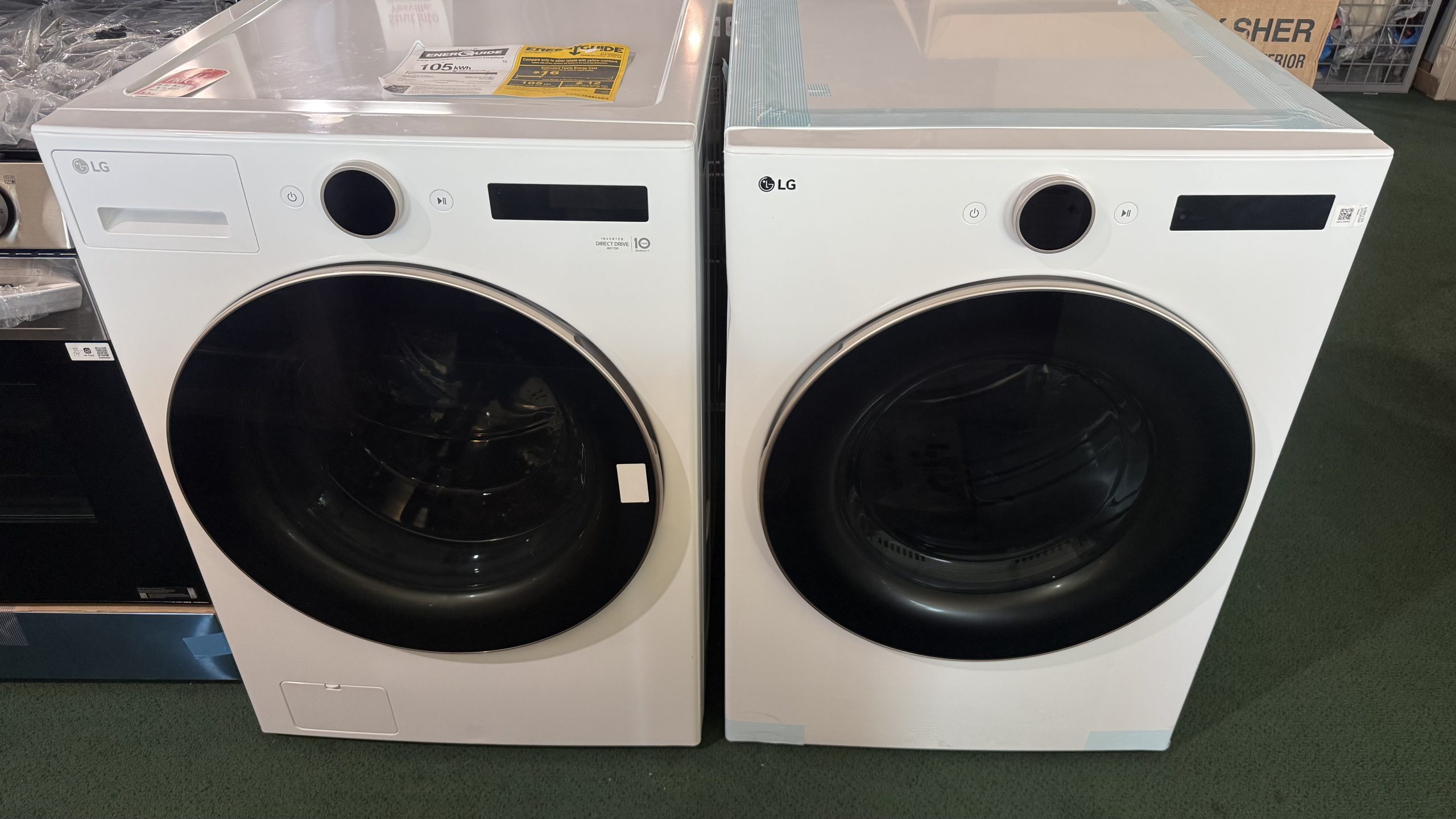 LG 27" 5.0 Cu.Ft. Front-Load Smart Washer and 7.4 cu.ft. Electric Smart Dryer