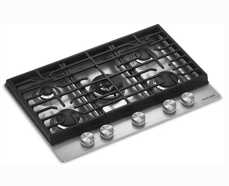 KitchenAid* 30 in. 5 Burners Gas Cooktop in Stainless Steel with Integrated Wok Grate