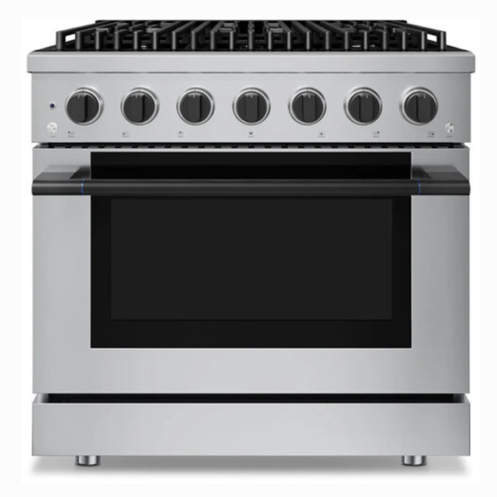 Hauslane* HausPro 36'' Convection Oven Freestanding Natural Gas Matte Black Accents.