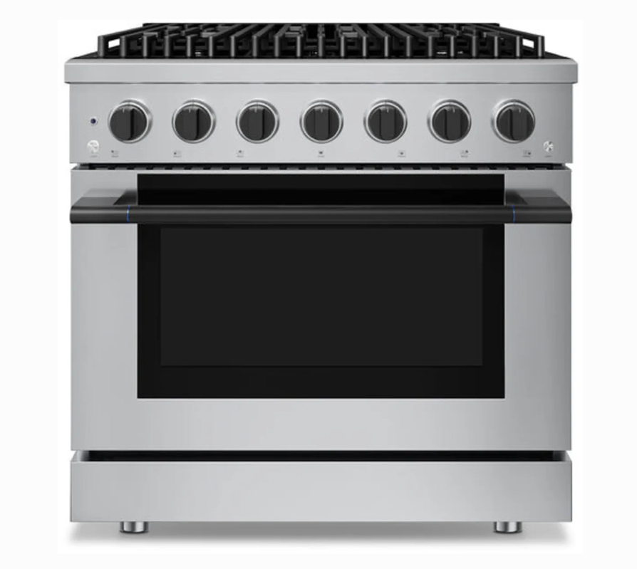 Hauslane* HausPro 36'' Convection Oven Freestanding Natural Gas Matte Black Accents.