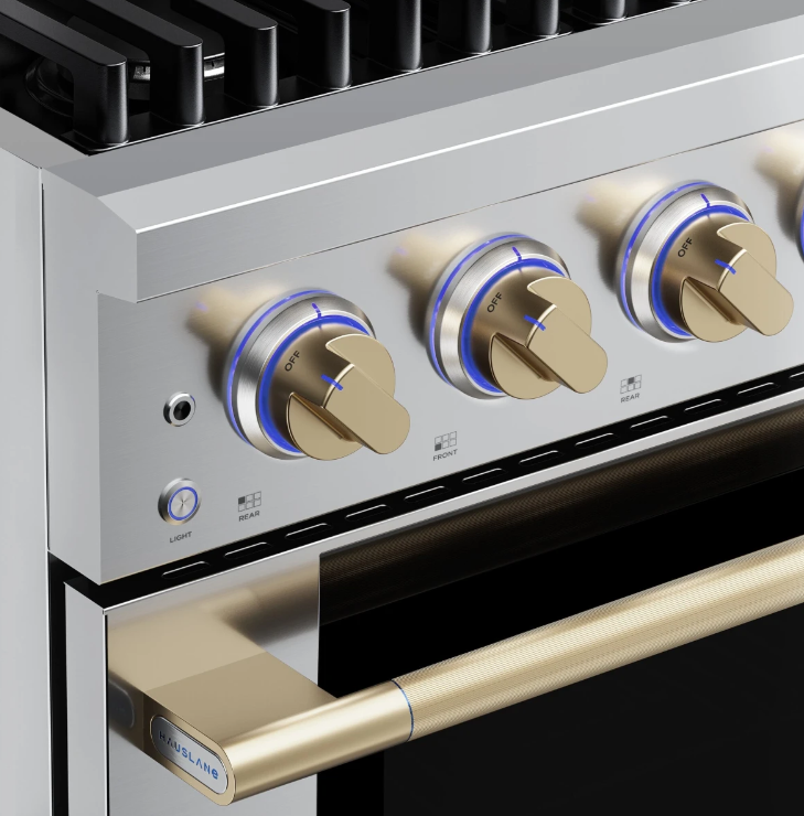 Hauslane HausPRO 36'' Convection Oven Single oven gas range Natural Gas Range Satin Brass Accents - Image 3