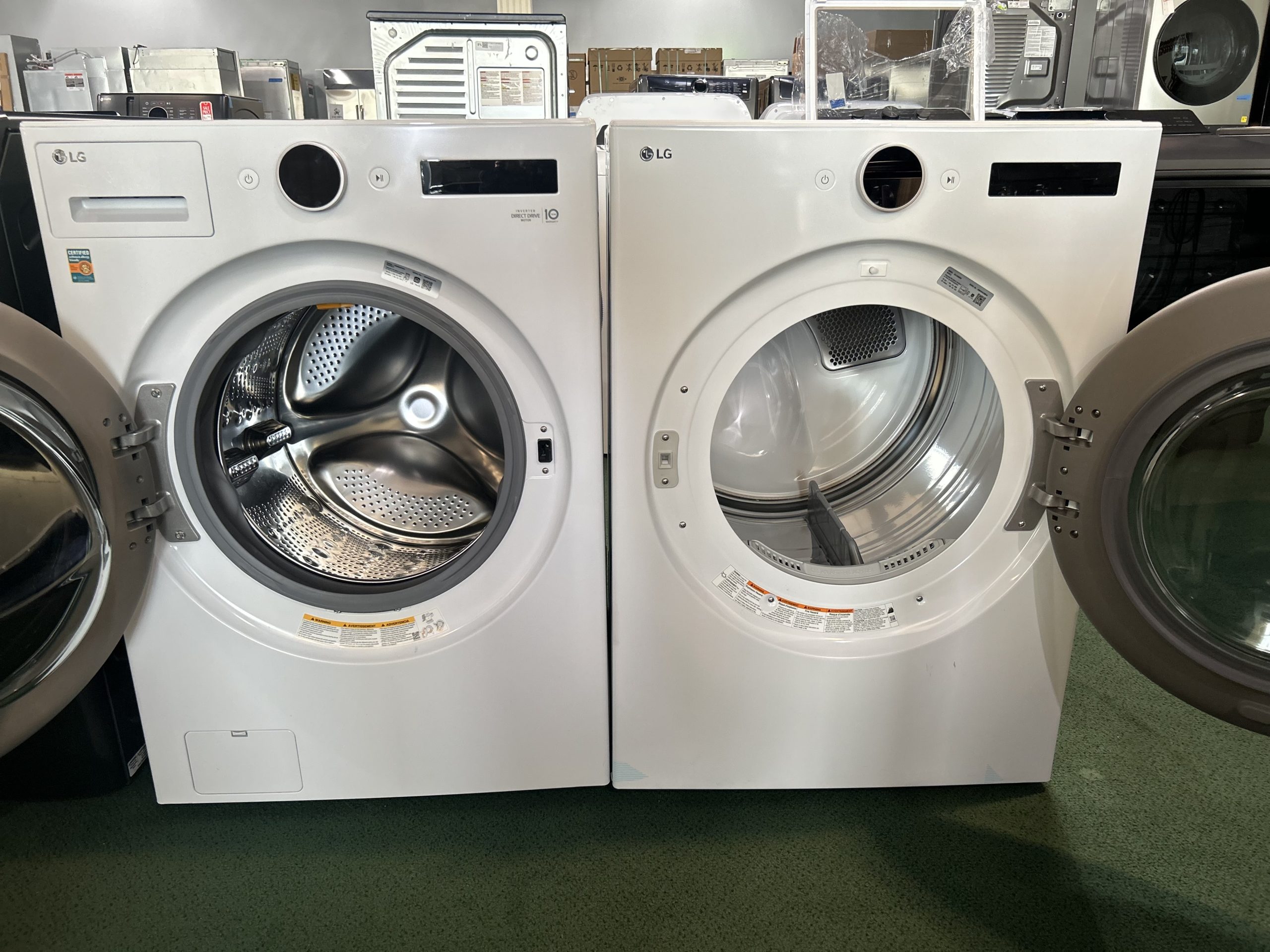 Package - LG - 5.0 Cu. Ft. High-Efficiency Stackable Smart Front Load Washer with Steam and TurboWash 360 and 7.4 Cu. Ft. Stackable Smart Electric Dryer with Steam and Sensor Dry - White - Image 2
