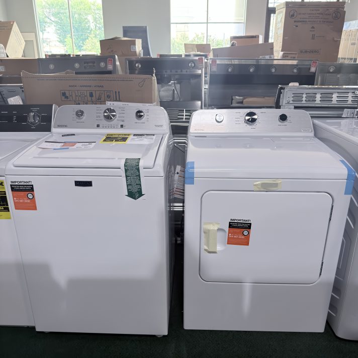 Maytag 4.2 Cu. Ft. Top Load Agitator Washer and 7.0 Cu. Ft. Electric Wrinkle Prevent Dryer Laundry Pair in White