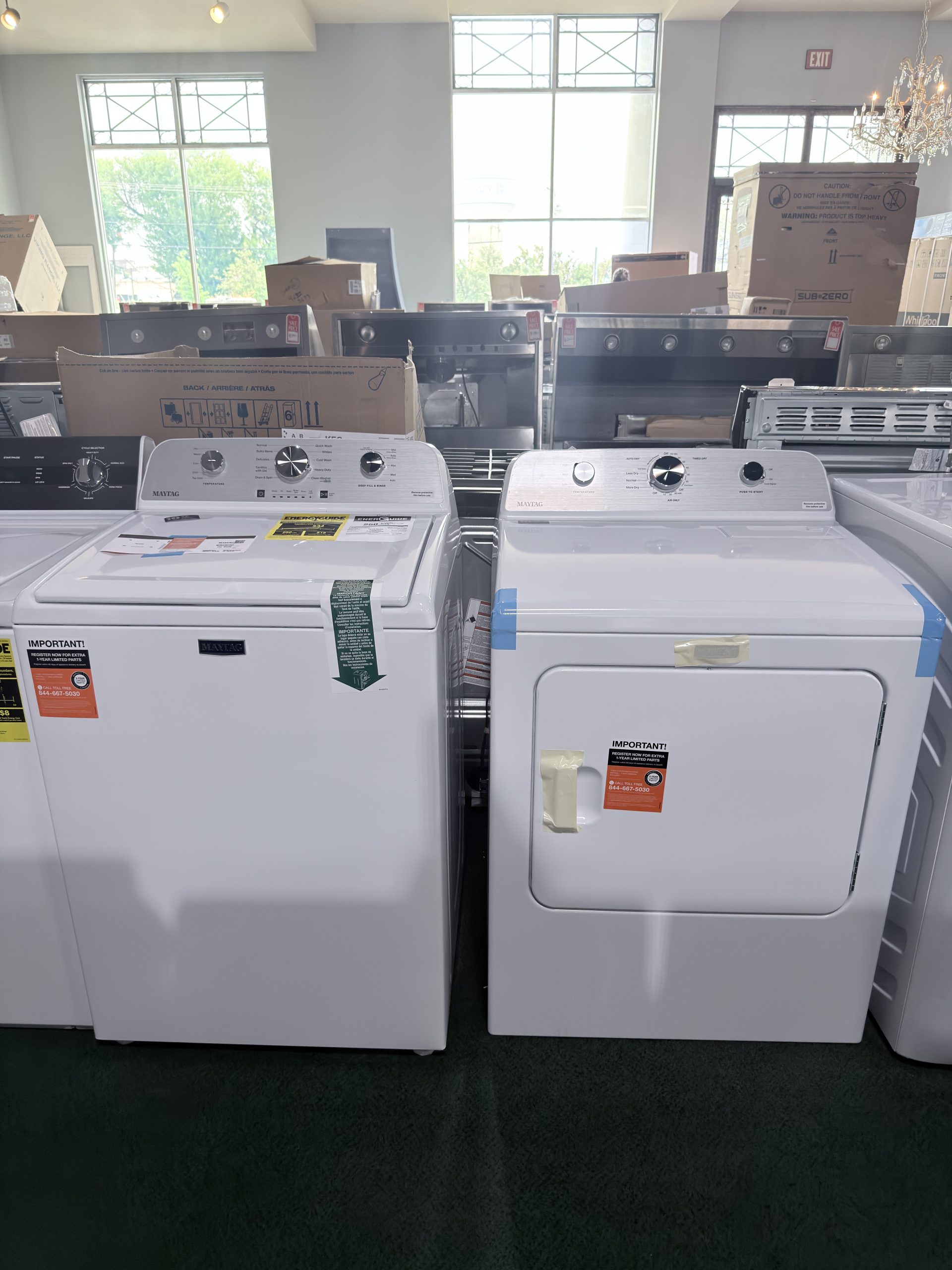 Maytag 4.2 Cu. Ft. Top Load Agitator Washer and 7.0 Cu. Ft. Electric Wrinkle Prevent Dryer Laundry Pair in White