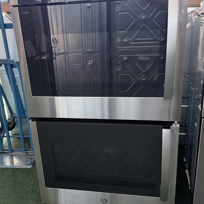 GE Profile* 30" Smart Built-In Double Electric True European Convection Wall Oven with Air Fry and Left-Hand Side Swing Doors - Stainless Steel