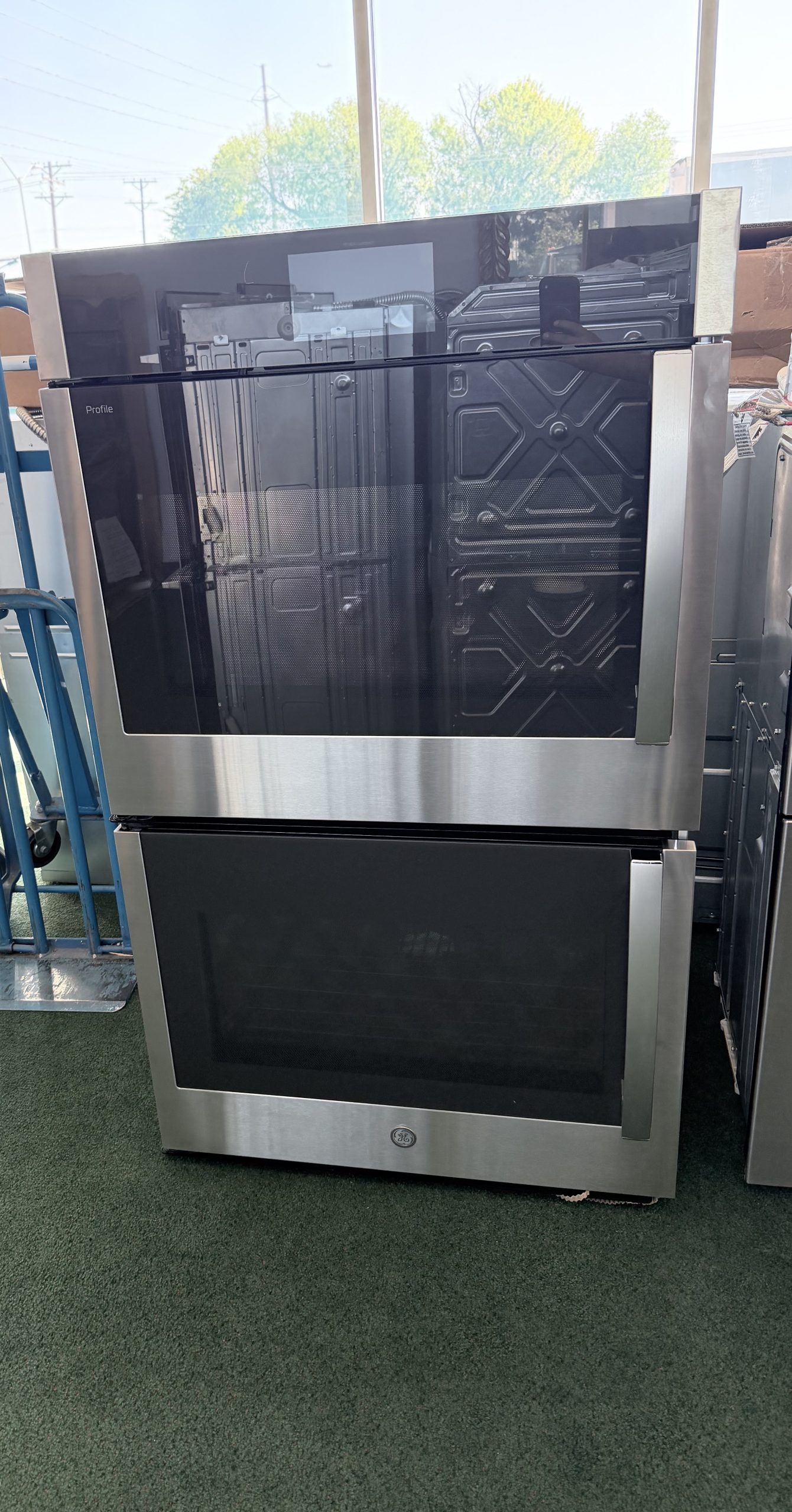 GE Profile* 30" Smart Built-In Double Electric True European Convection Wall Oven with Air Fry and Left-Hand Side Swing Doors - Stainless Steel