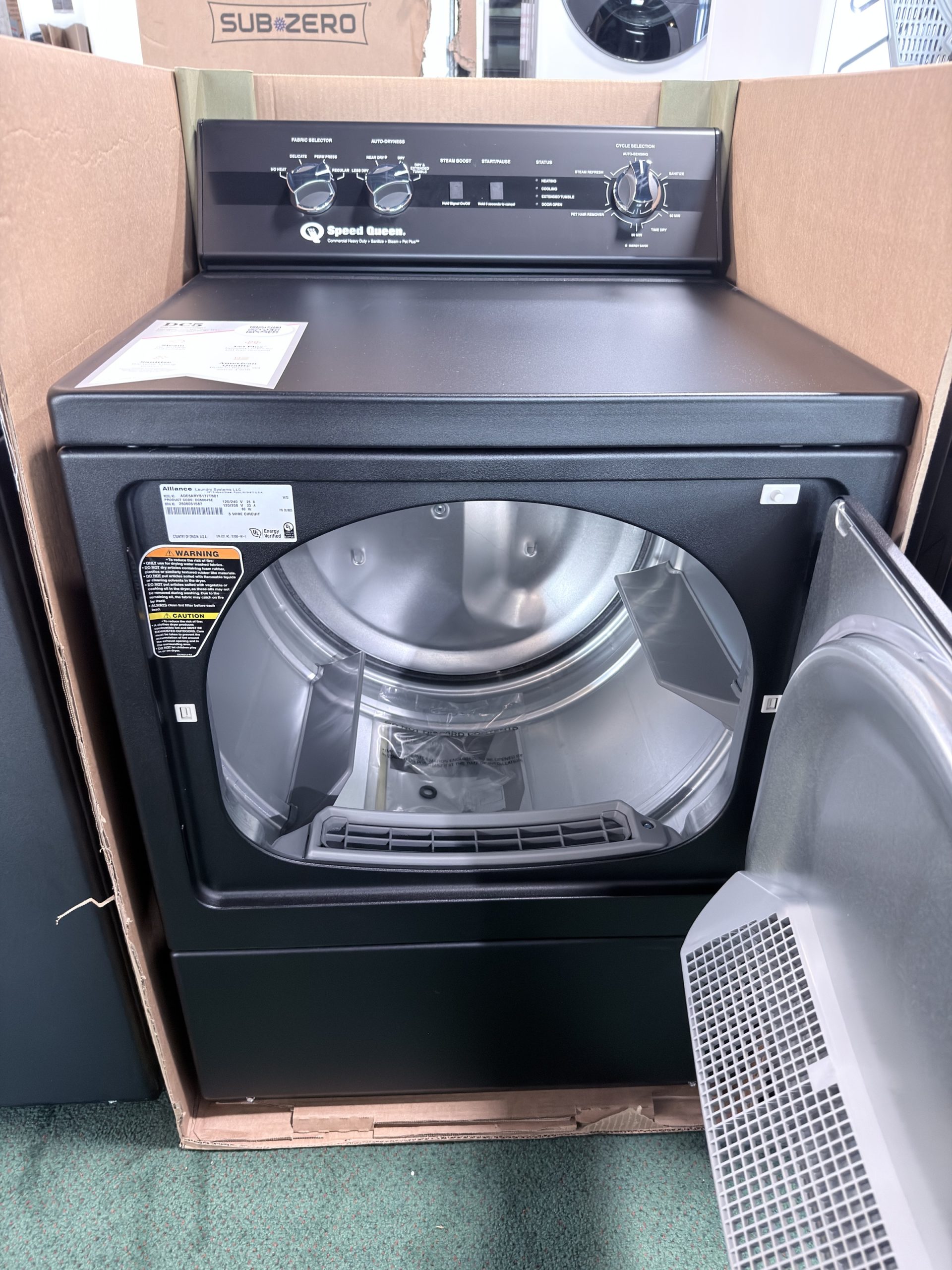 Speed Queen* Side-by-Side Top Load Washer and Electric Dryer Set in Black - Image 2