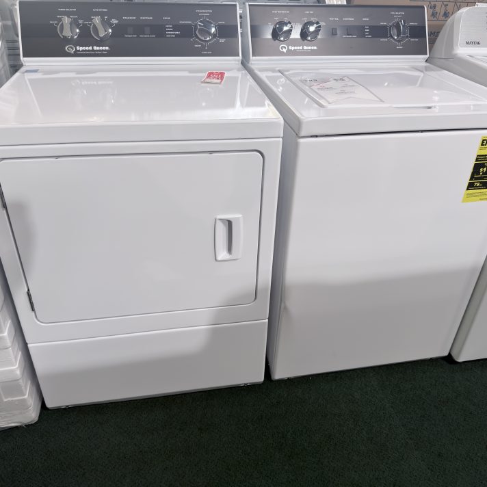 Speed Queen* Side-by-Side Top Load Washer and Electric Dryer Set in White
