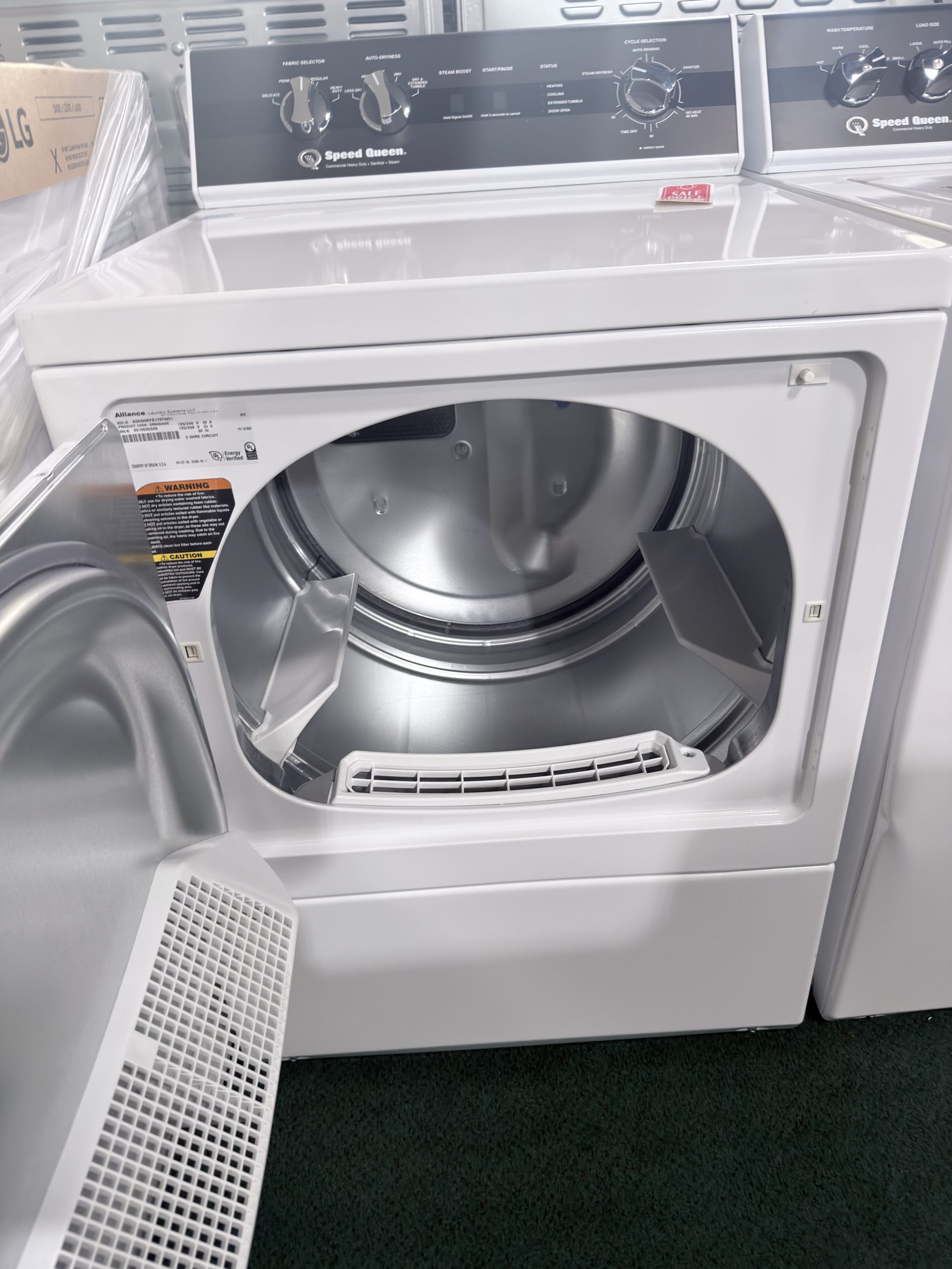 Speed Queen* Side-by-Side Top Load Washer and Electric Dryer Set in White - Image 3
