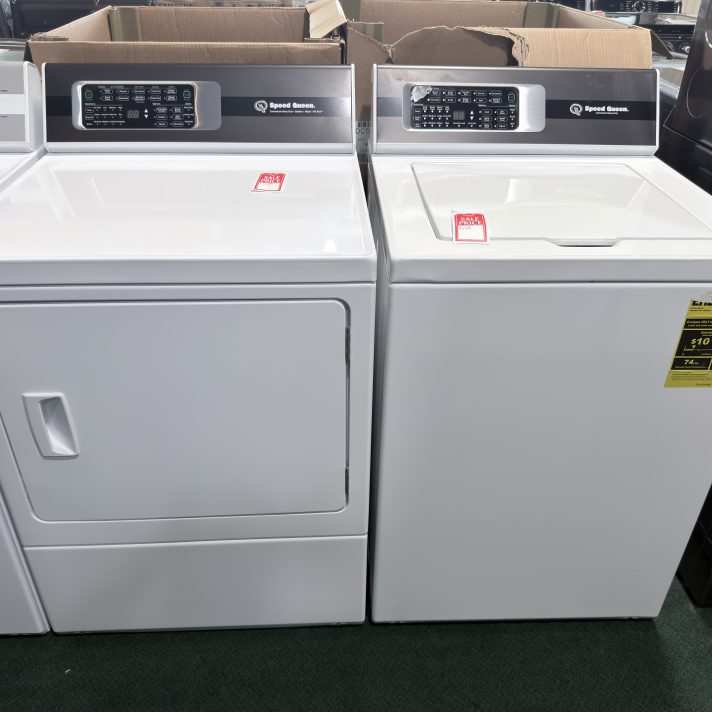Speed Queen* Side-by-Side Top Load Washer and Electric Dryer Set in White