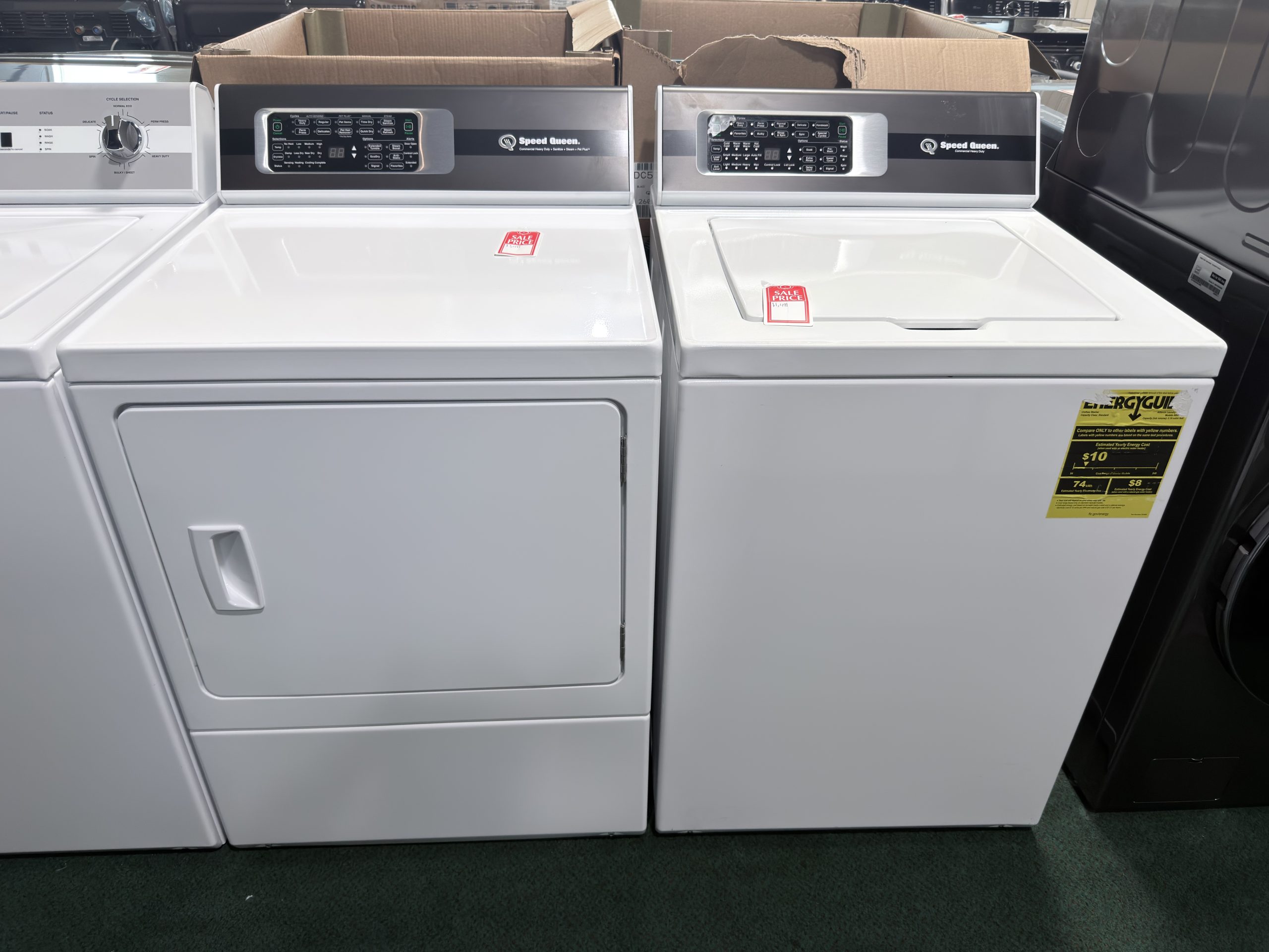 Speed Queen* Side-by-Side Top Load Washer and Electric Dryer Set in White