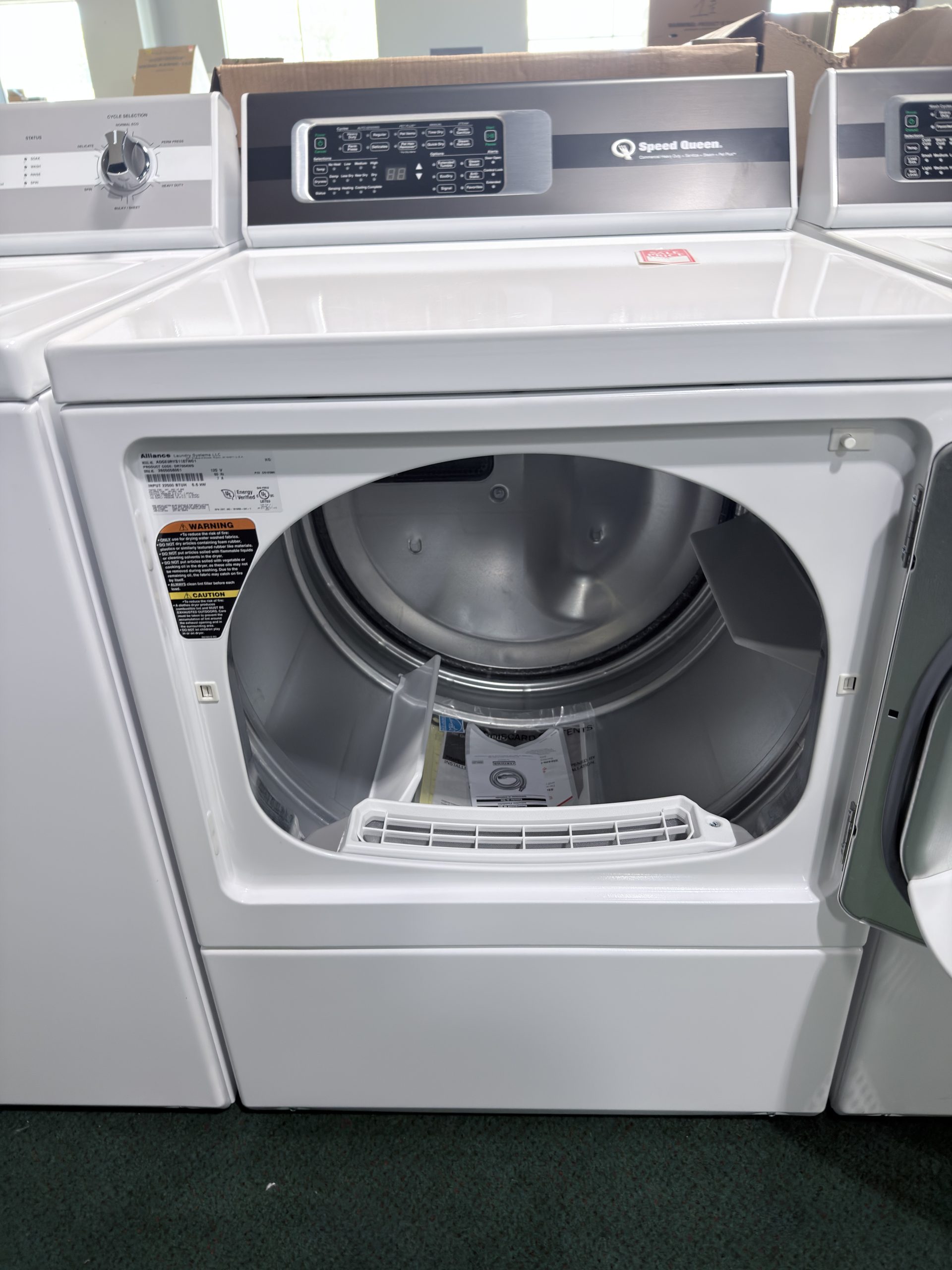 Speed Queen* Side-by-Side Top Load Washer and Electric Dryer Set in White - Image 2