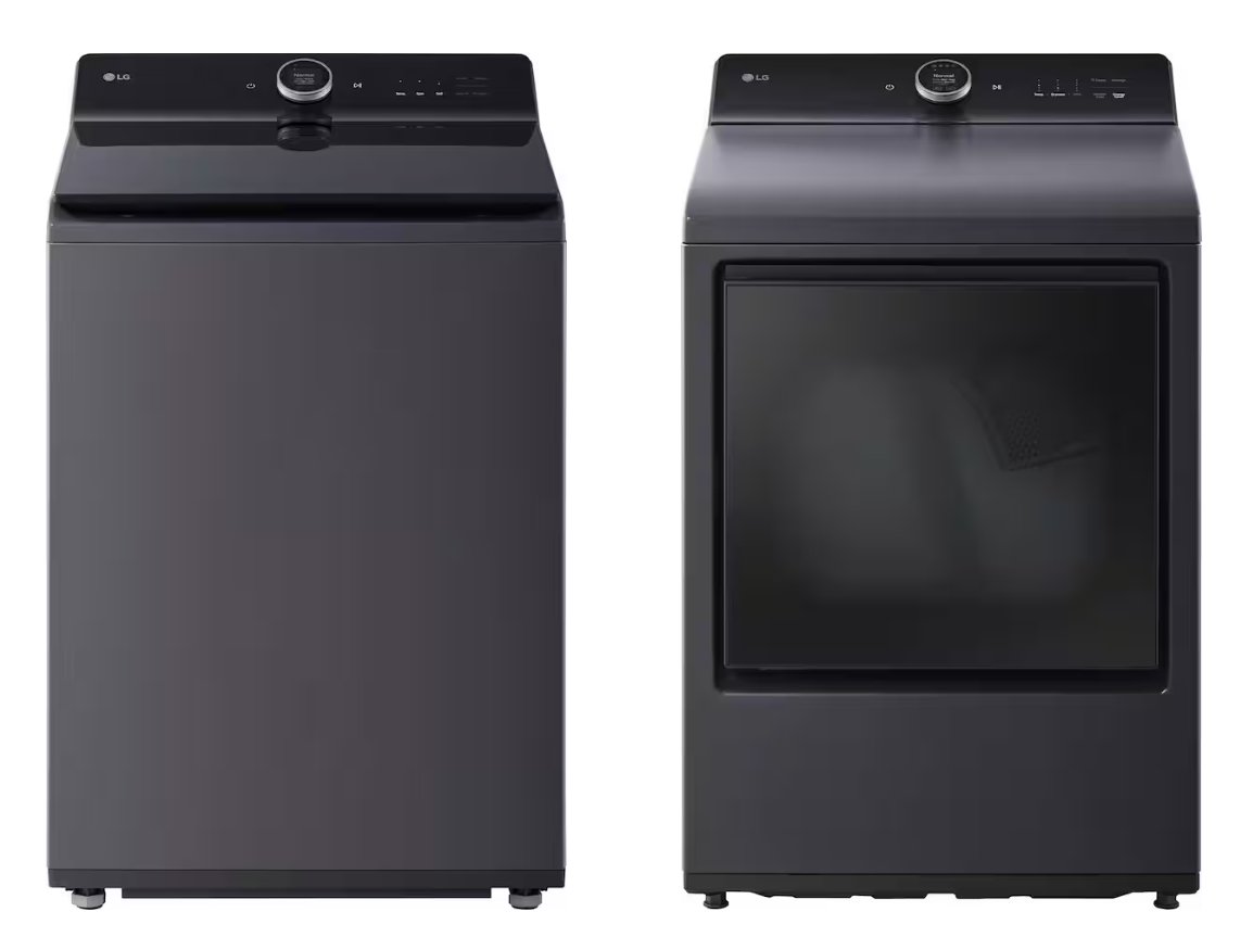 LG* Package 5.5 Cu. Ft. High Efficiency Smart Top Load Washer with EasyUnload and 7.3 Cu. Ft. Smart Electric Dryer with Steam and EasyLoad Door - Matte Black - Image 5