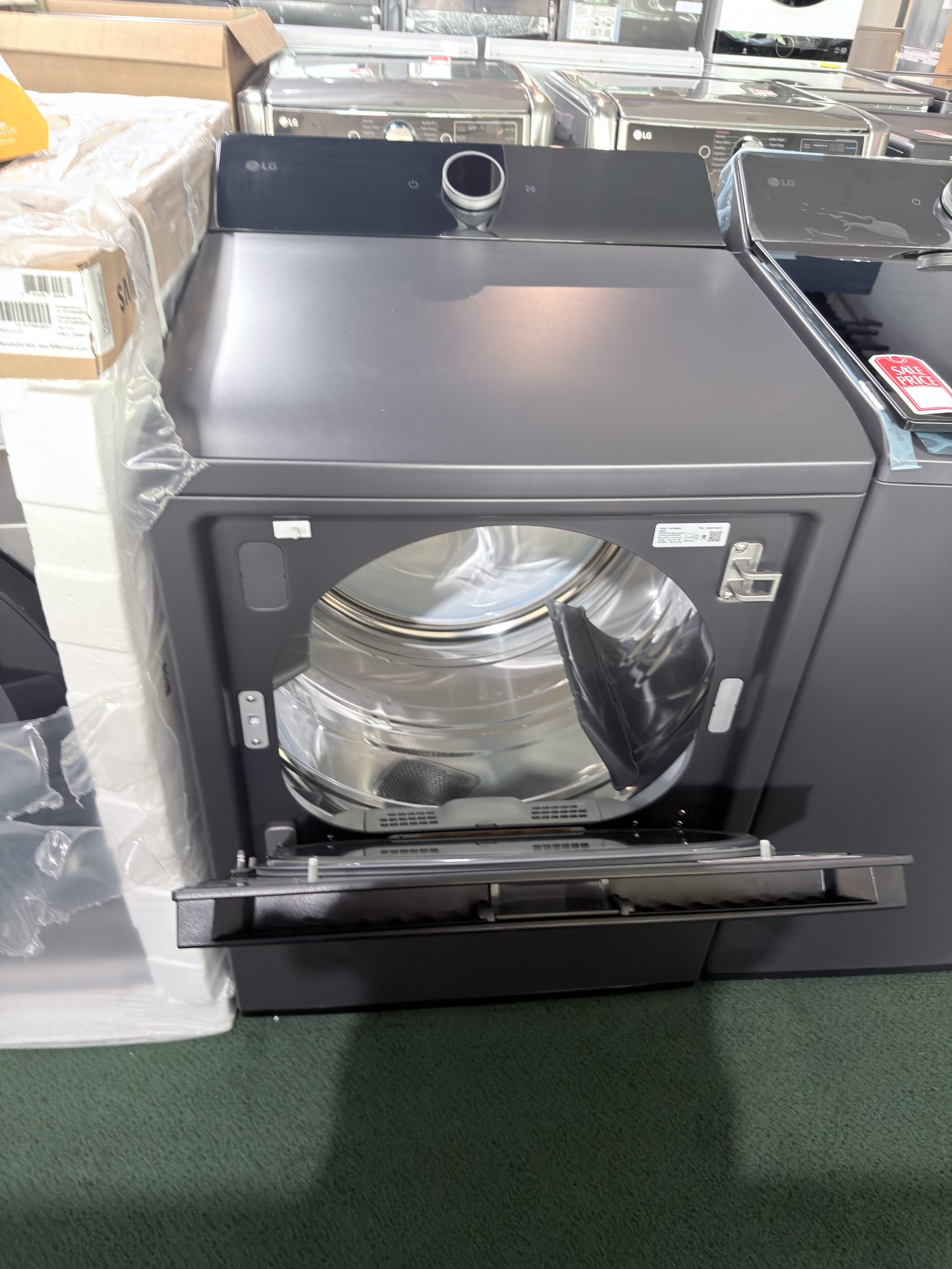 LG* Package 5.5 Cu. Ft. High Efficiency Smart Top Load Washer with EasyUnload and 7.3 Cu. Ft. Smart Electric Dryer with Steam and EasyLoad Door - Matte Black - Image 3